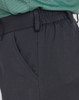 Ladies' utility cargo shorts in black featuring side pockets and an elastic waistband. Includes branding.