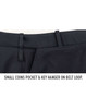 A black utility skirt featuring a small coins pocket and a key hanger on the belt loop.