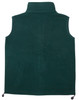 A green unisex polar fleece vest featuring a high collar and drawstring hem. It has a logo on the front.