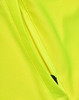 A close-up of a bright yellow polo shirt featuring a zipped pocket and a subtle logo.