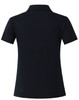 A navy short sleeve polo shirt featuring a sleek design and a logo on the back.