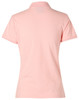 A pink ladies' polo shirt featuring a classic design with a collar and short sleeves, and includes a logo.