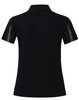 A short sleeve polo shirt in black with grey accents, featuring a collar and a logo on the front.