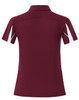 A maroon short sleeve polo shirt with white accents and a logo on the chest.
