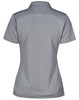 A grey polo shirt with a fitted design and a collar, featuring a logo on the back.