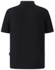 A black men's polo shirt featuring a classic collar and short sleeves. The shirt has a logo on it.