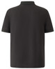 A grey polo shirt with a classic collar and short sleeves, featuring a logo on the side.
