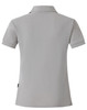 A grey ladies' polo shirt with a collar and short sleeves, featuring a logo on the back.