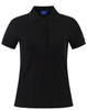 A dark brown polo shirt with a contrasting collar and cuffs, featuring a button placket and a logo.