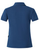A navy ladies' polo shirt with a classic collar and short sleeves, featuring a logo on the side.