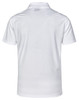 A white Men's Cooldry Textured Polo shirt featuring a collar and short sleeves, with a logo on the back.