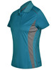 Ladies' Cooldry S/S Contrast Interlock Polo in teal and grey, featuring a branded logo on the chest.