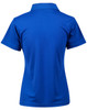 A blue ladies' short-sleeve polo shirt featuring a collar and a plain back. It has a logo at the back.