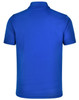 A blue men's short sleeve polo shirt with a smooth finish and a collar, featuring a branding logo.