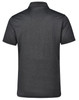 A dark grey men's short sleeve polo shirt featuring a collar and a logo.