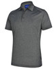 A short sleeve polo shirt in dark grey with subtle white accents and a logo.