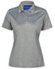 A ladies' short sleeve polo shirt in grey with a collar and logo. Features a sleek, athletic design.