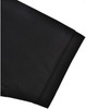 A close-up of a black sustainable poly/cotton polo shirt sleeve featuring a plain finish and a cuff.