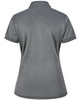 A grey ladies' sustainable poly/cotton short-sleeve polo shirt with a back view and a logo.