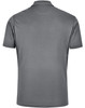A grey men's sustainable poly/cotton polo shirt with a classic collar and short sleeves, featuring a logo.