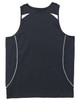 A black men's singlet featuring white accents and a logo, designed for casual wear.