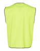 A high-visibility safety vest in bright lime green, featuring a simple design and reflective trim.