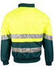 A Hi-Vis two-tone jacket in fluorescent yellow and dark green with reflective 3M tape across the back.