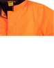 An orange Hi-Vis long line safety jacket featuring 3M reflective tapes and a collar, with a branded tag visible.