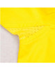 A close-up of a yellow long-sleeve cotton safety shirt featuring a mesh panel for breathability and a logo.