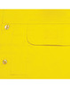A close-up of a bright yellow, long-sleeve cotton safety shirt featuring snap buttons and a front pocket.