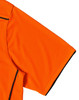 An orange short-sleeved polo shirt featuring black accents and a logo. Part of the workwear category.