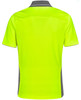 A bright yellow short-sleeve polo shirt with grey accents and a logo on the chest. Ideal for high visibility.
