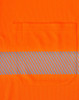 An orange safety polo shirt featuring a reflective stripe and a pocket on the front.