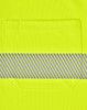 A bright yellow polo shirt featuring a reflective grey stripe and a chest pocket, designed for safety and visibility.