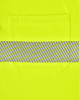 A bright yellow unisex long-sleeve polo shirt with a reflective striped band and a pocket on the front.