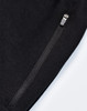 A pair of black poly/cotton terry sweat pants featuring a zip pocket and a soft texture.