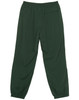 A pair of green track pants with an elastic waistband and a single pocket at the back. Features a brand logo.
