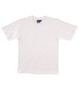 A plain white premium tee shirt with a round neckline and short sleeves. It features a logo on the label.
