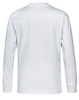 A white long-sleeve cotton crew neck t-shirt with a simple design and no visible logos.