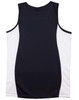 A men's singlet featuring a navy body with white contrast panels and a logo.