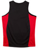 A black and red kids' singlet featuring contrast mesh panels and a simple design. It has a logo on the side.