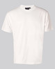 A white short sleeve T-shirt made from cooldry fabric, featuring a logo on the neckline.