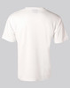 A plain white short sleeve tee with a smooth texture and a logo on the back. Suitable for kids.