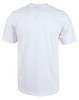 A plain white semi-fitted kid's cotton T-shirt with short sleeves and a logo on the back.