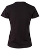 A black ladies' cotton semi-fitted tee with a classic crew neck and short sleeves. Includes branding on the back.
