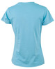 A blue semi-fitted cotton t-shirt for women, featuring short sleeves and a simple design.