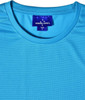 A light blue men's short-sleeve performance T-shirt featuring a textured fabric and a brand label.