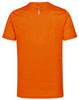 An orange short-sleeve performance t-shirt with a reflective detail at the back and a logo.