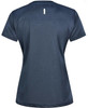 A dark navy ladies' ultra lightweight performance short-sleeve tee with a back detail and a logo.