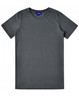 A grey men's premium cotton T-shirt with a crew neckline and short sleeves. It features a logo on the label.